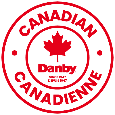 Danby Appliances Canadian owned brand badge with red maple leaf logo