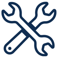 Danby appliances service and repairs icon featuring two crossed wrenches in a simple line style on a plain background
