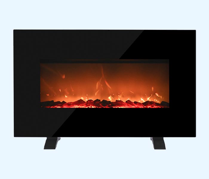 Danby appliances heating and cooling electric fireplace heater with realistic flame display shown in a clean front view on a plain background