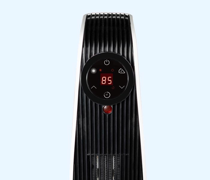 Danby appliances heating and cooling tower heater with digital display and vertical grille design shown in a clean front view on a plain background