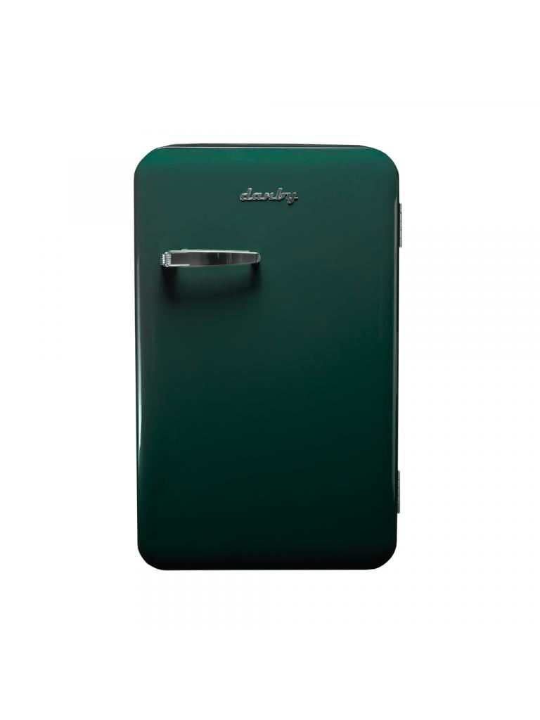 Danby DAR032A7GDB 3.2 cu ft compact fridge front view with green retro design and curved door