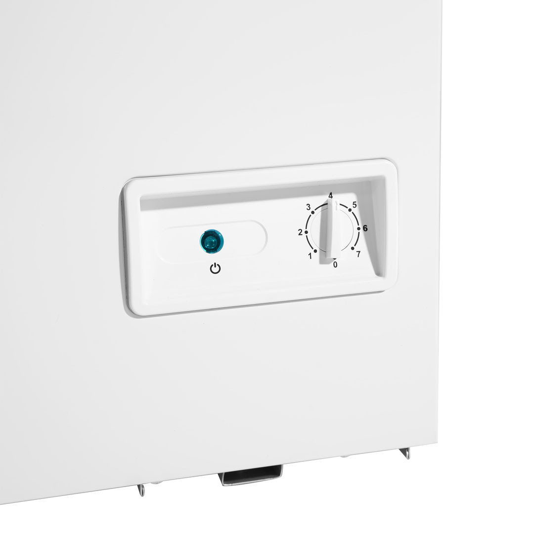 Danby 10.0 cu. ft. Square Model Chest Freezer in White 18 Danby DCF100A6WM 10.0 cu ft chest freezer control panel with temperature dial and indicator display