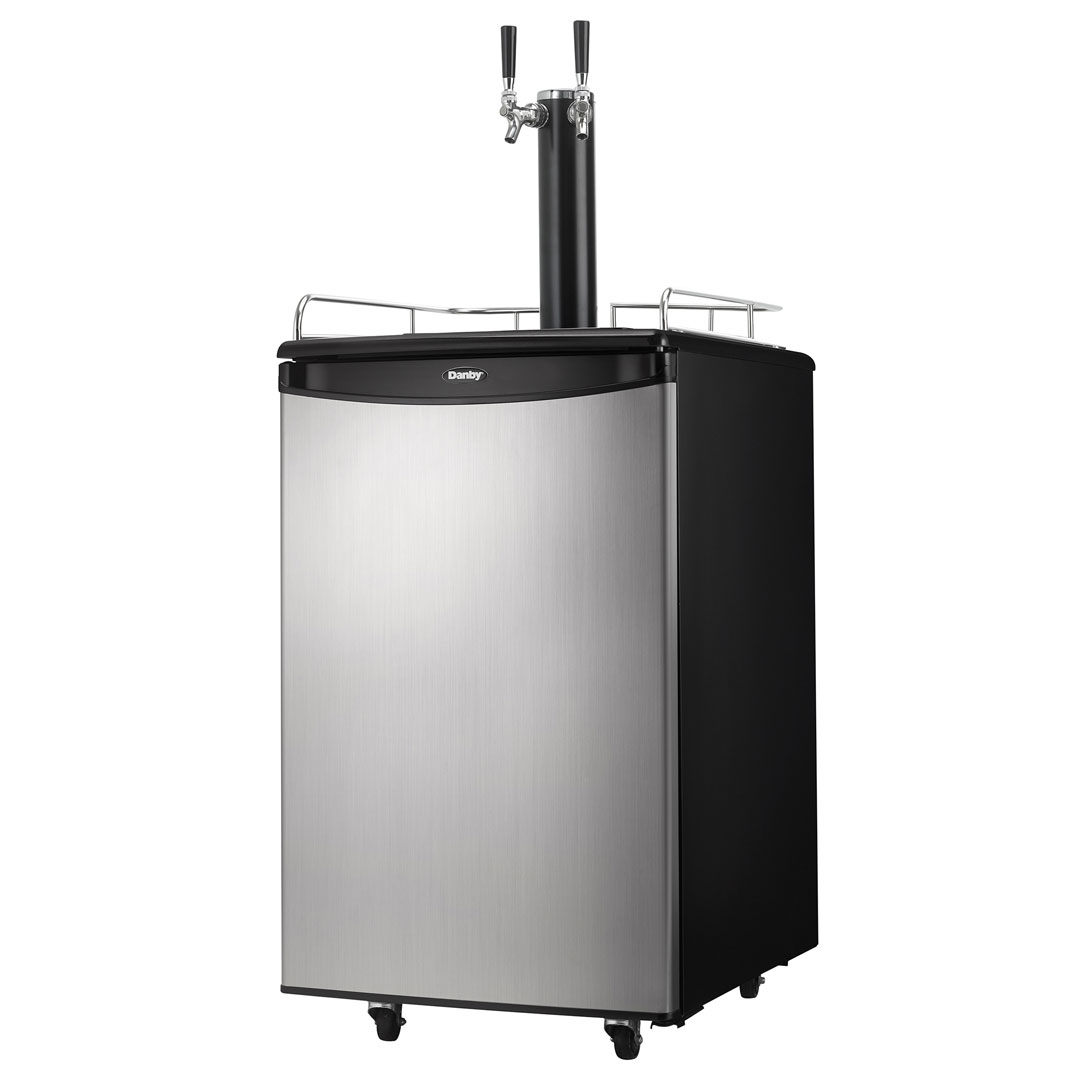 Danby 5.4 cu. ft. Dual-Tap Keg Cooler in Stainless Steel Look 3 Danby dkc054a1bsl2db left closed