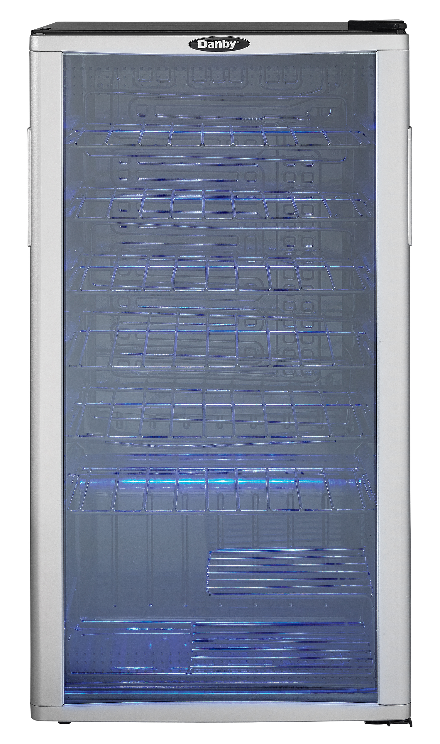 Danby 36 Bottle Free-Standing Wine Cooler in Platinum 9 Danby DWC350BLP Front Empty Lights