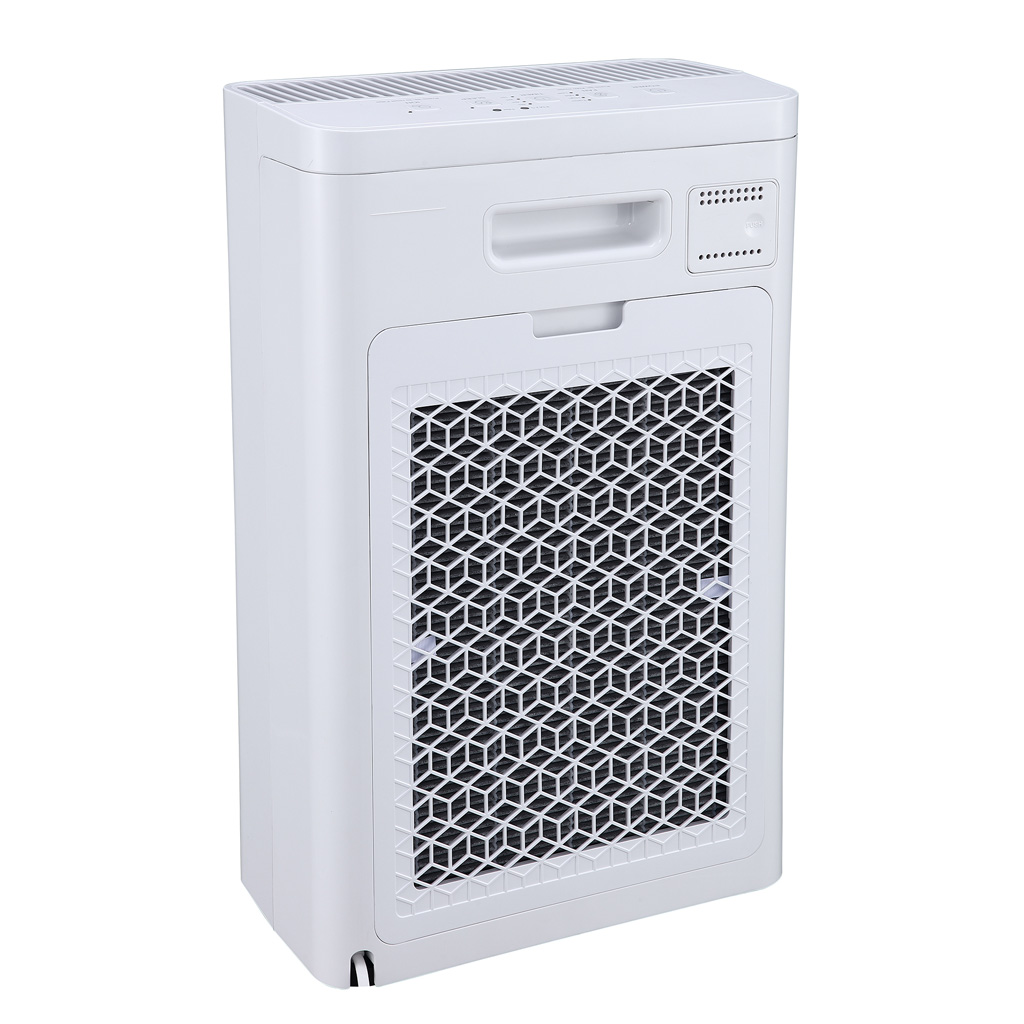 Danby appliances air purifier 210 sq ft DAP152BAW-I rear angled view with intake grille, handle, and filter access panel shown on a plain background