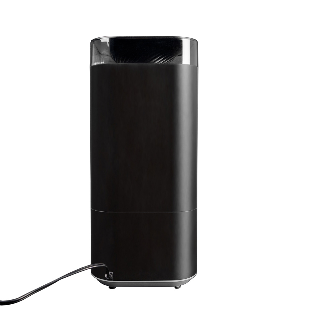 Danby appliances 5L ultrasonic top fill humidifier black DBHR13211BDD1 rear view showing smooth back panel and power cord connection on a plain background