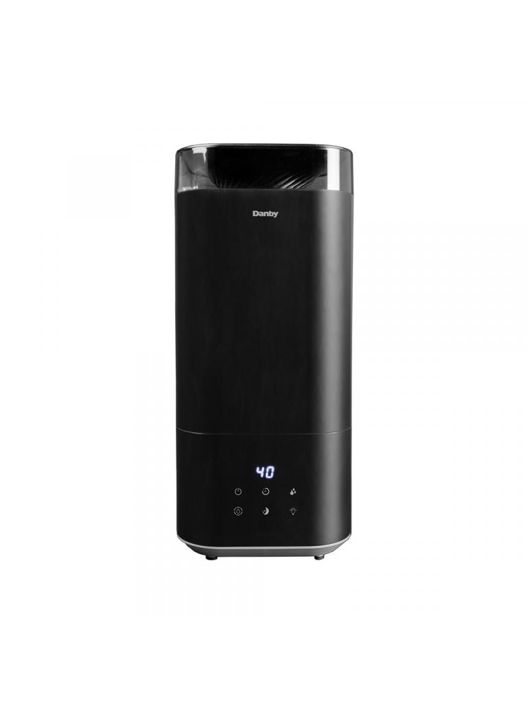 Danby appliances 5L ultrasonic top fill humidifier black DBHR13211BDD1 with digital display and touch control icons shown in a clean front view on a plain background
