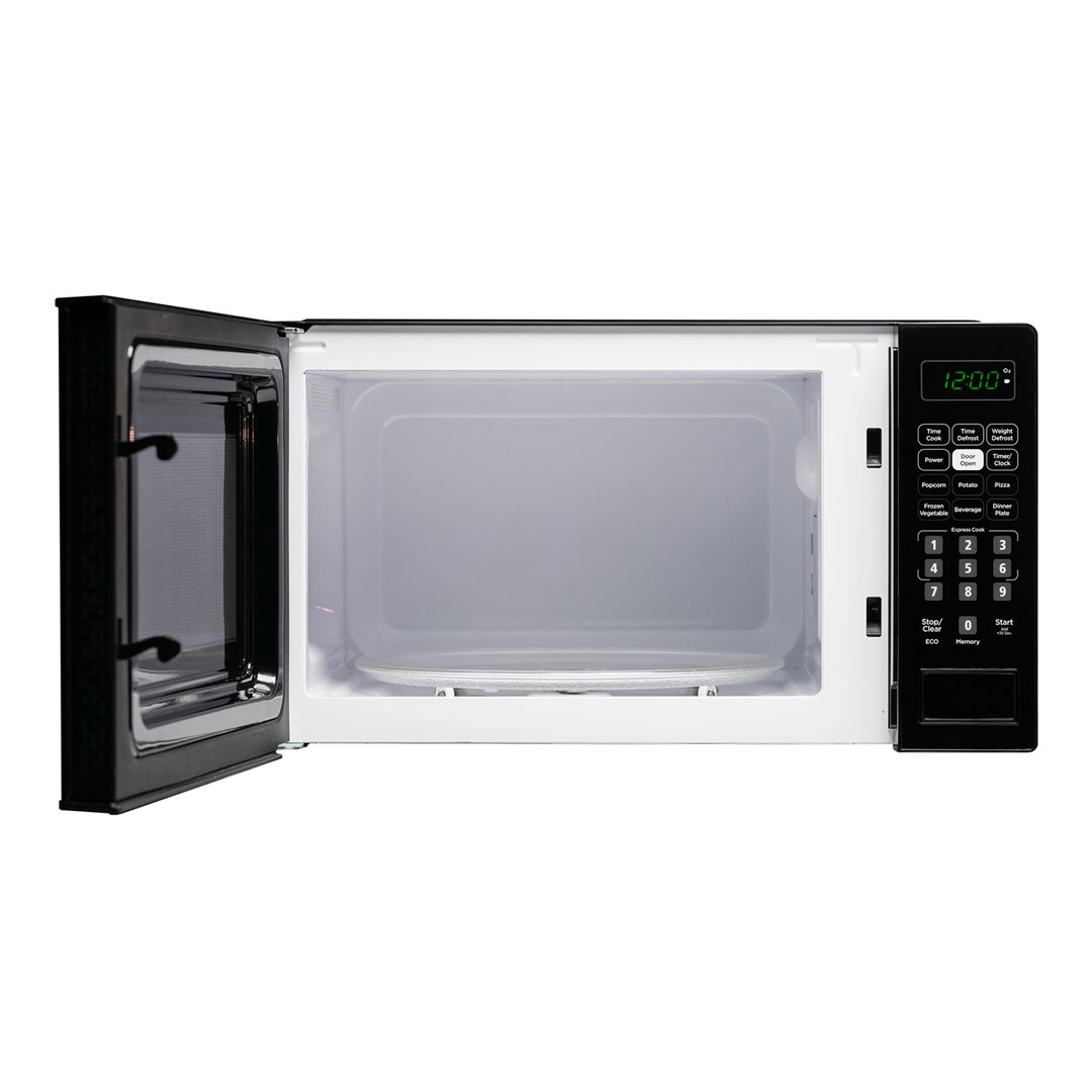 Danby 0.7 cu. ft. Countertop Microwave in Black 7 Danby dbmw0721bbb front open