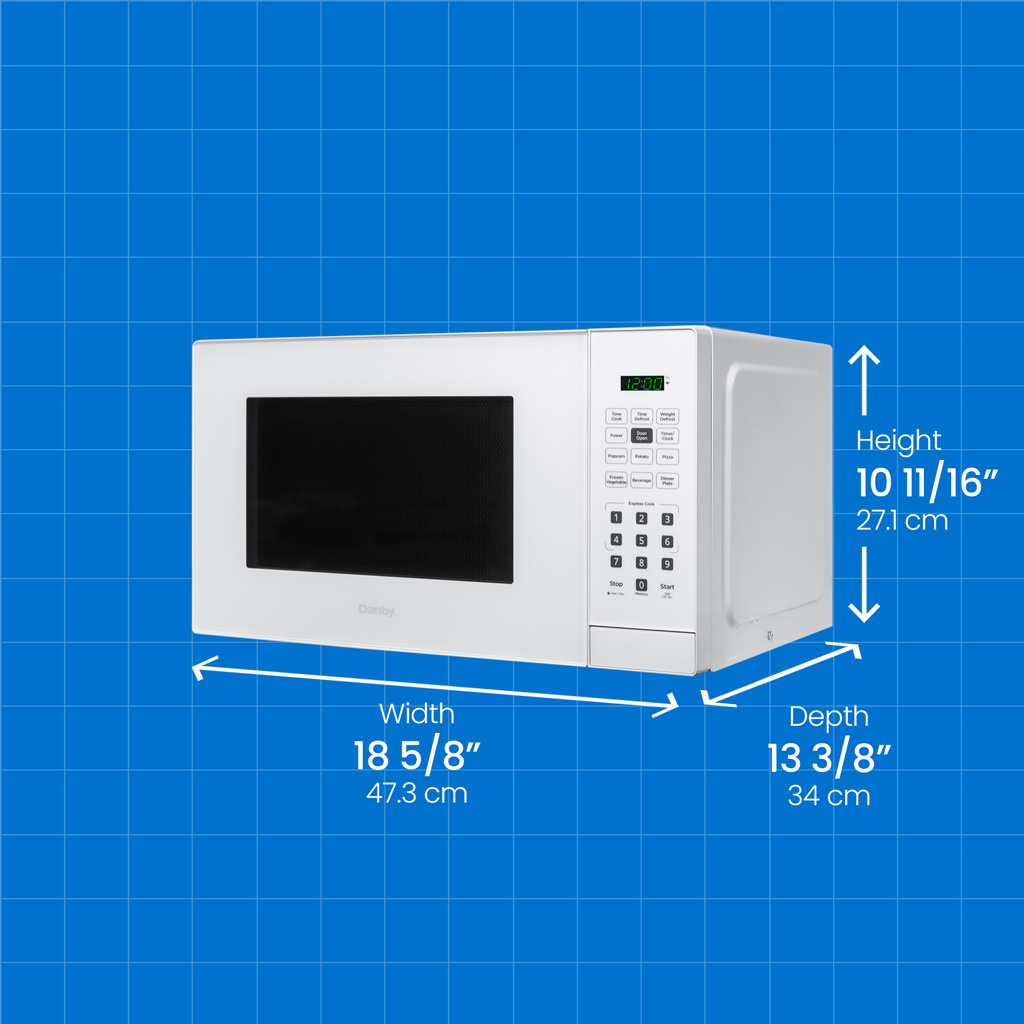 Danby 0.9 cu. ft. Countertop Microwave in White 6 Danby dbmw0921bww dimensions