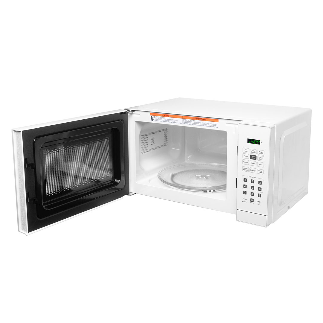 Danby 0.9 cu. ft. Countertop Microwave in White 8 Danby dbmw0921bww left open