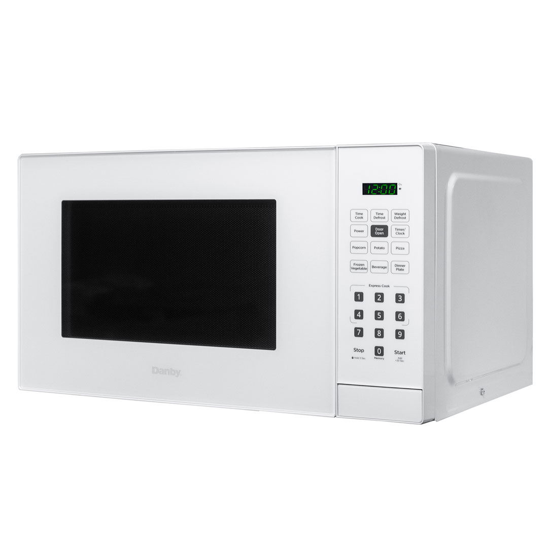 Danby 0.9 cu. ft. Countertop Microwave in White 3 Danby dbmw0921bww left