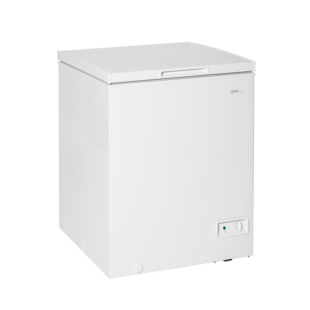 Danby DCF050A6WM 5.0 cu ft chest freezer right angle view with white finish