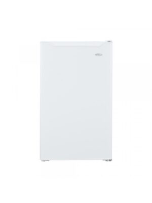 Danby appliances 4.4 cu ft compact fridge white DCR044B1WM front view showing smooth white finish and single door design on a plain background