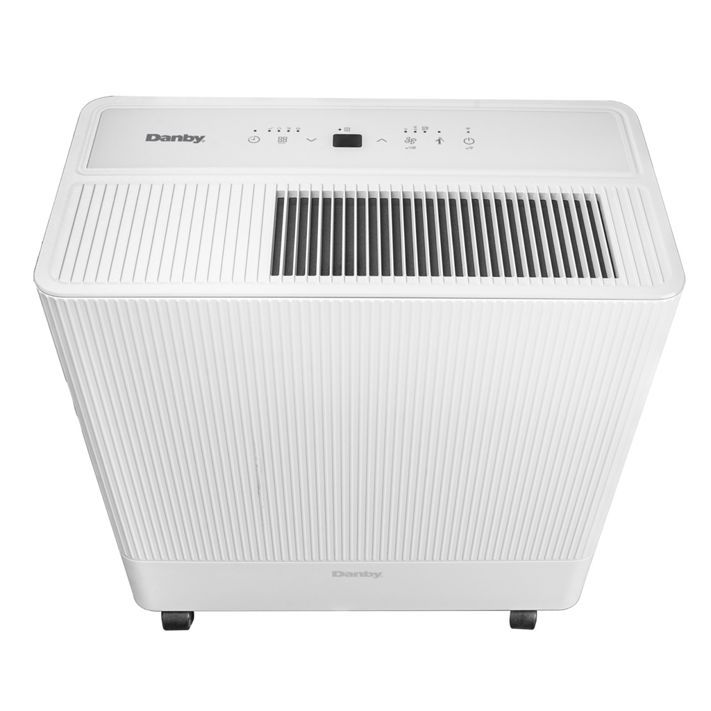 Danby 50-Pint Dehumidifier with Pump & Wi-Fi in White 8 Danby ddr050bspwdb front top