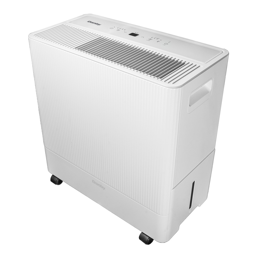 Danby 50-Pint Dehumidifier with Pump & Wi-Fi in White 3 Danby ddr050bspwdb left