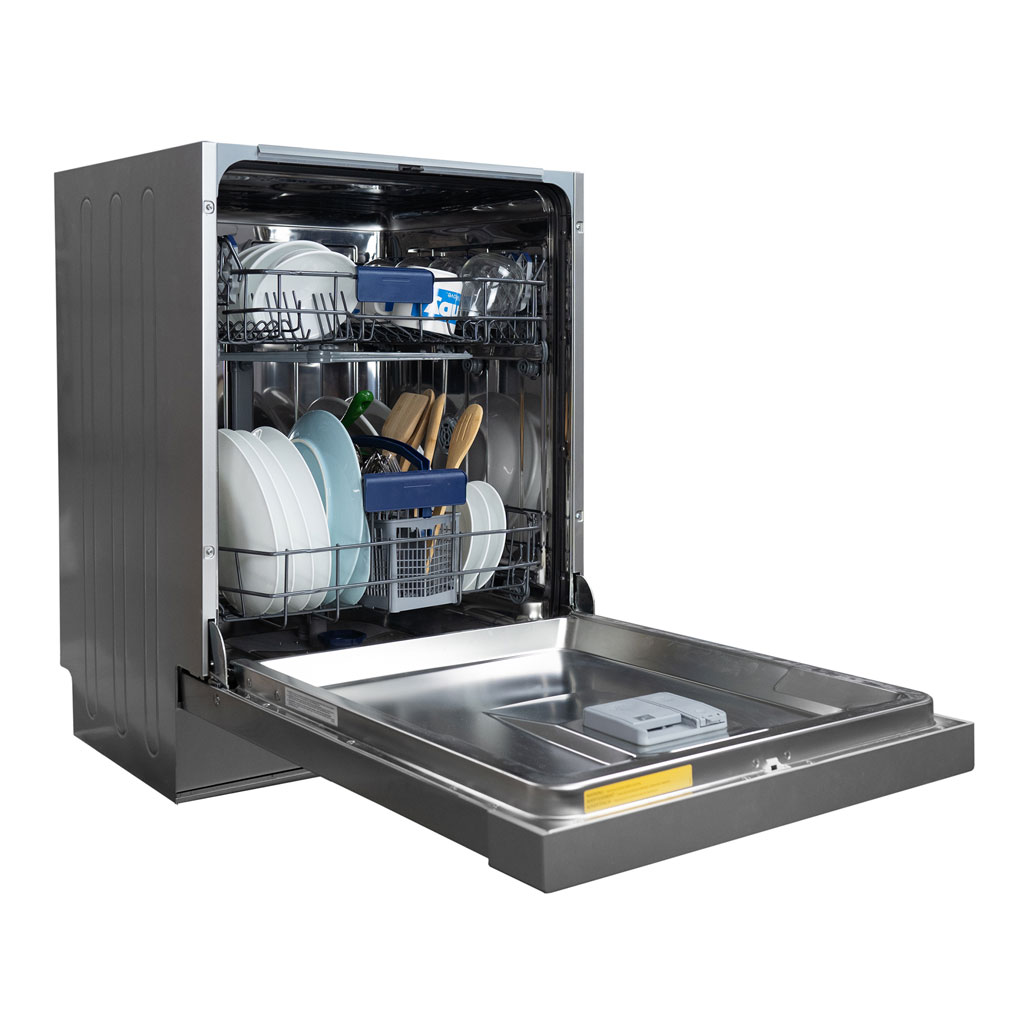 Danby appliances 24 inch built in dishwasher DDW2400ESS open front view showing full rack layout and interior capacity