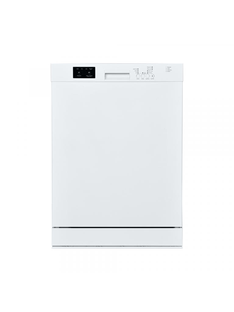 Danby appliances built in dishwasher 24 inch DDW2400EW in white with front control panel, recessed handle, and full door design shown in a clean front view on a plain background