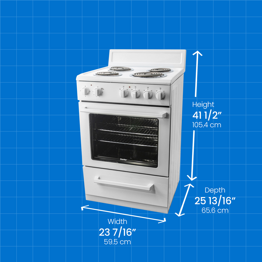 Danby 24" Wide Electric Range in White 4 Danby derm240wc dimensions