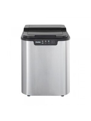 Danby DIM2500SSDB 25 lbs ice maker front view with stainless steel finish and top control panel