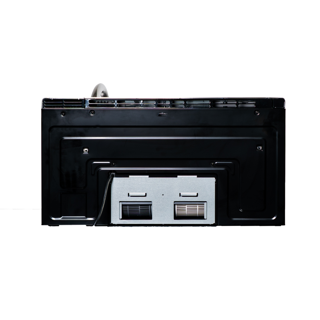 Danby DOM16A2SSDB 1,6 pi cu micro-ondes au-dessus de la cuisinière vue du panneau supérieur et extérieur