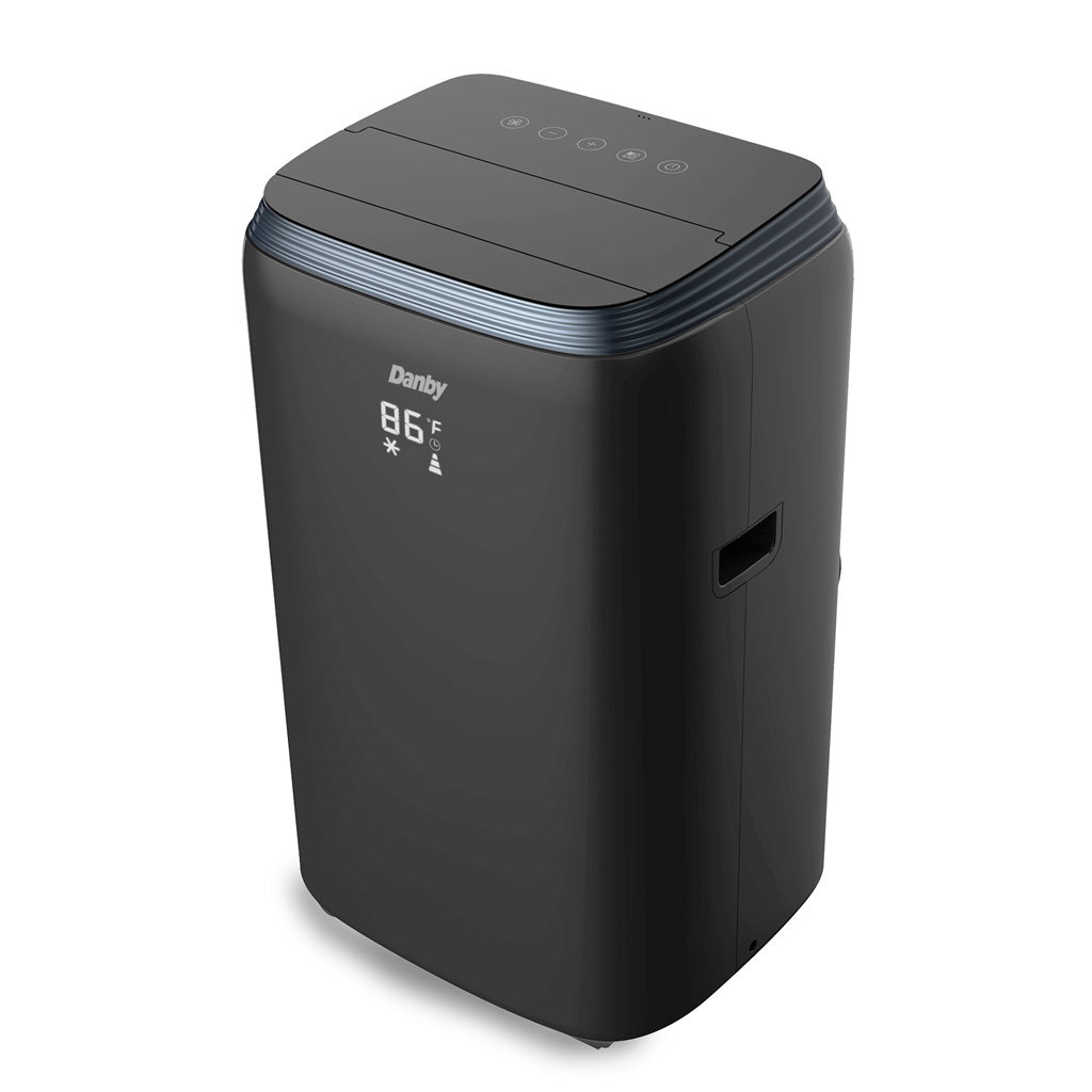 Danby DPA080E3BDB 12500 BTU portable air conditioner left side view with black finish