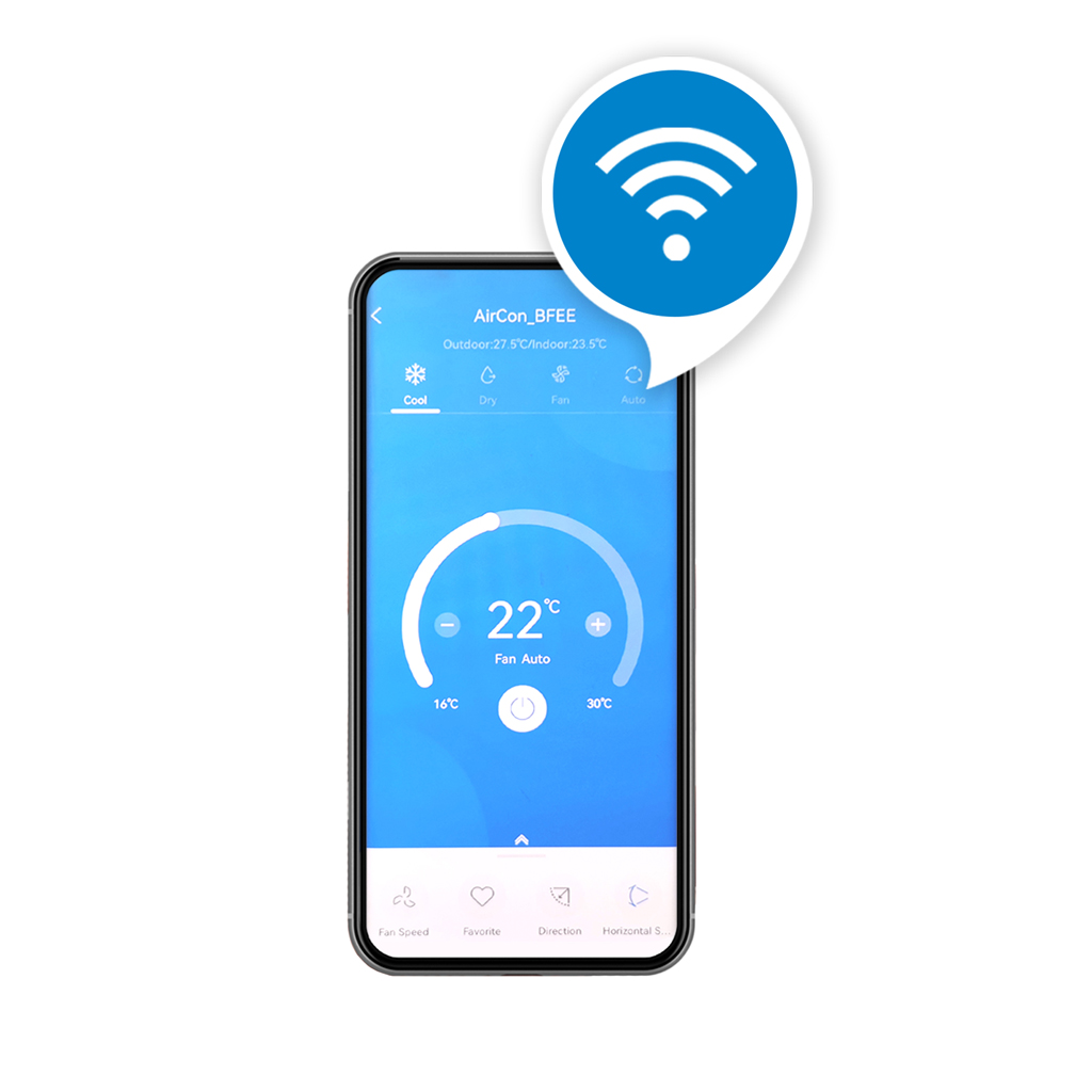 Danby appliances smart app interface displayed on a mobile screen with WiFi connectivity icon and app controls on a clean background