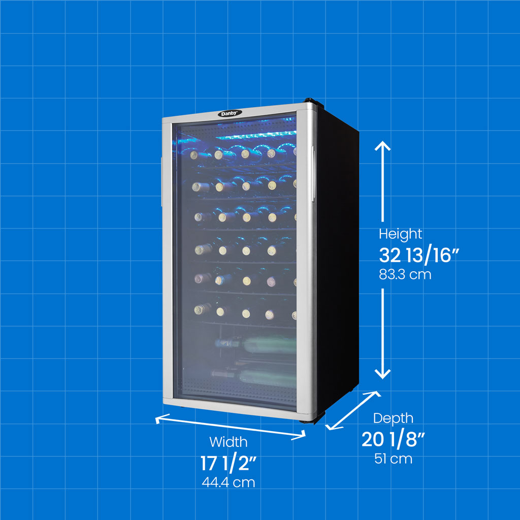 Danby 36 Bottle Free-Standing Wine Cooler in Platinum 6 Danby dwc350blp dimensions