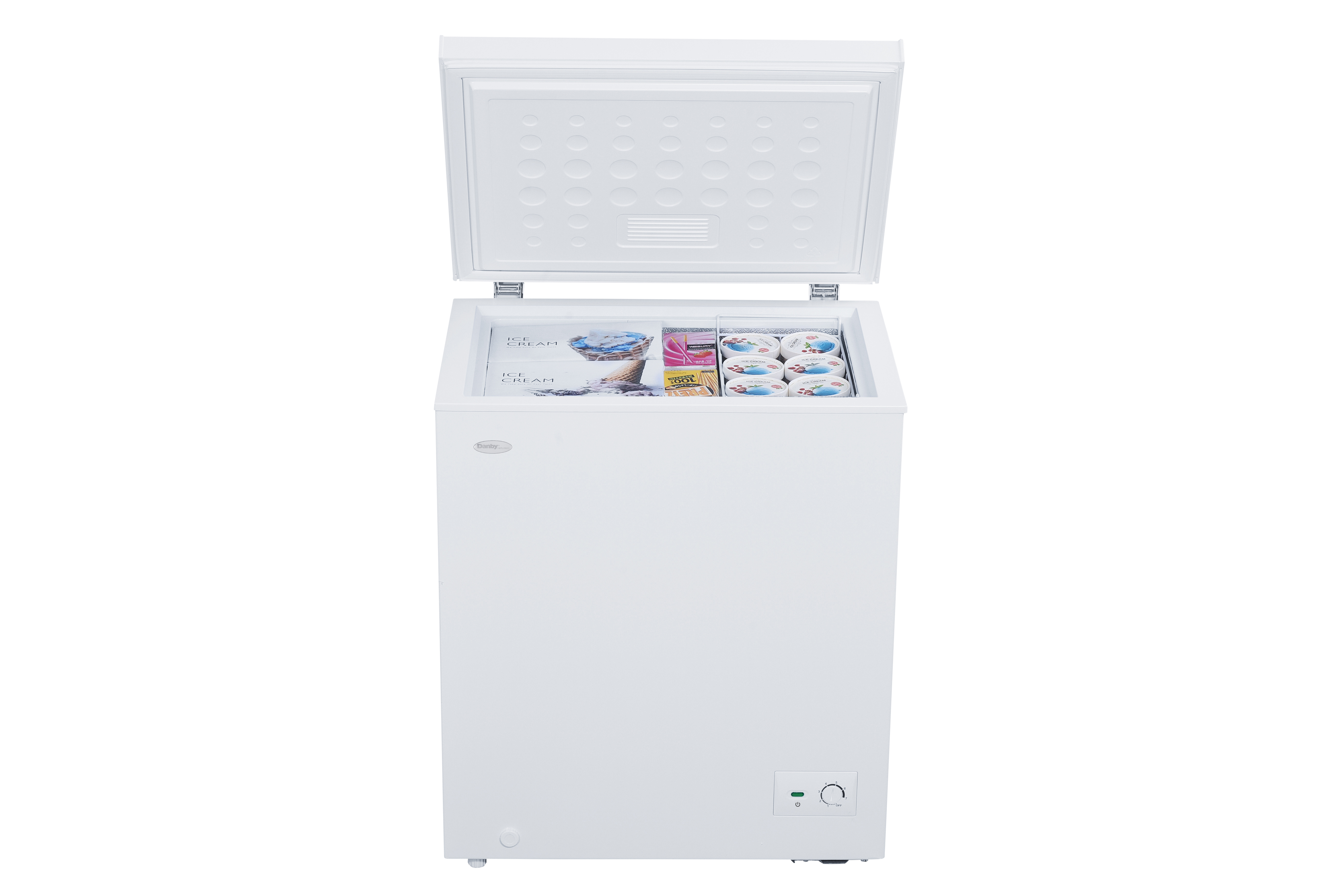 Danby 5.0 cu. ft. Chest Freezer in White 16 Danby DCF050B1WM TopFront Open Propped