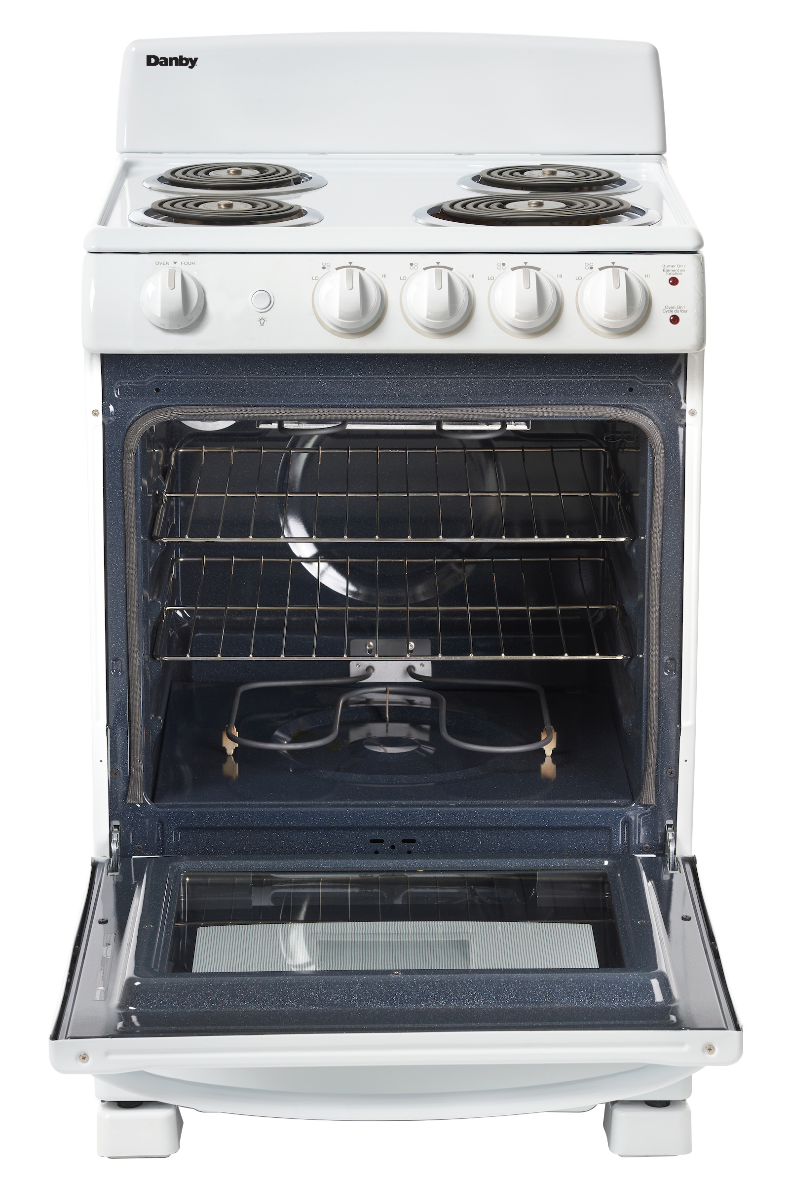 Danby 24" Wide Electric Range in White 5 Danby DER244WC Front Open
