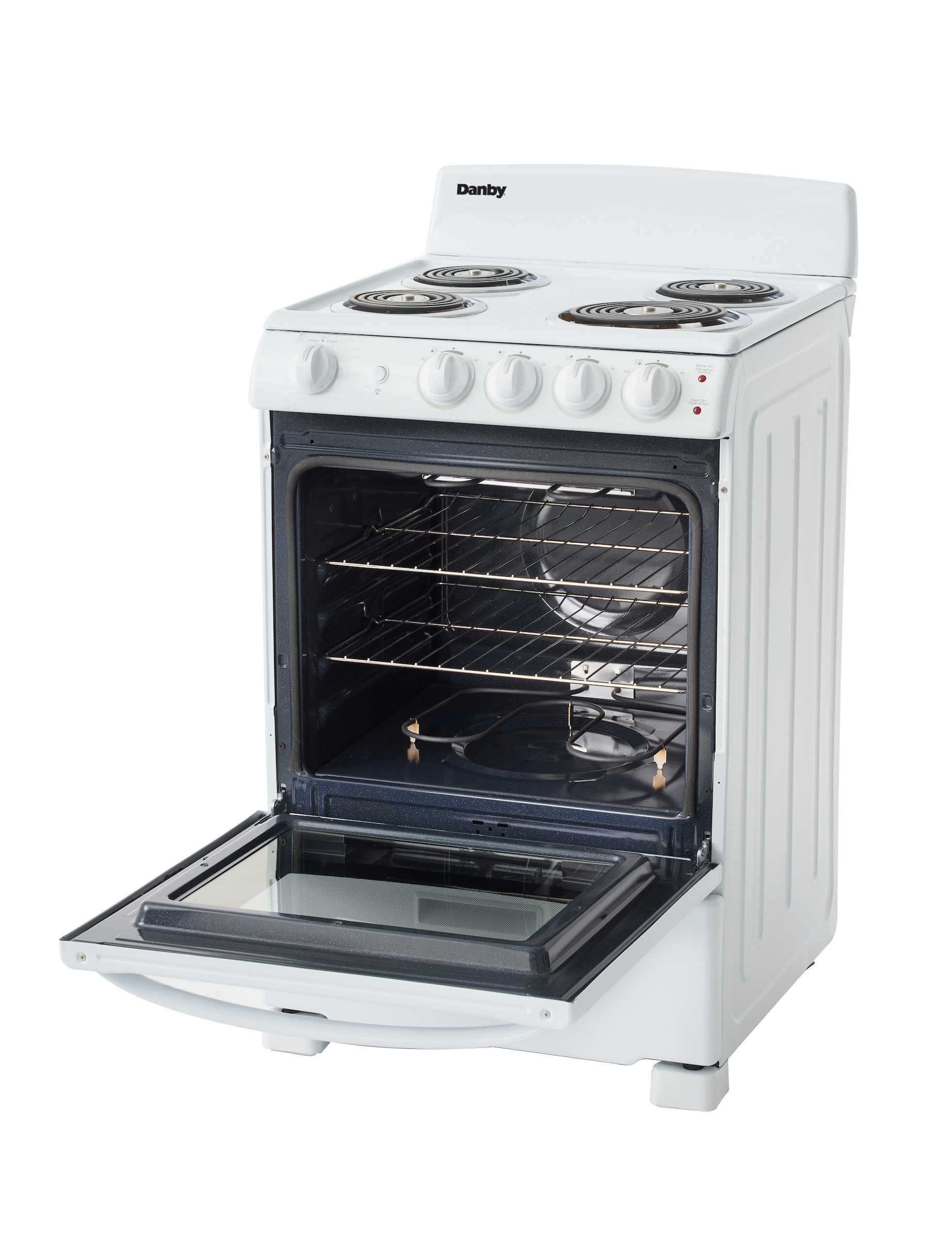 Danby 24" Wide Electric Range in White 8 Danby DER244WC Left Open