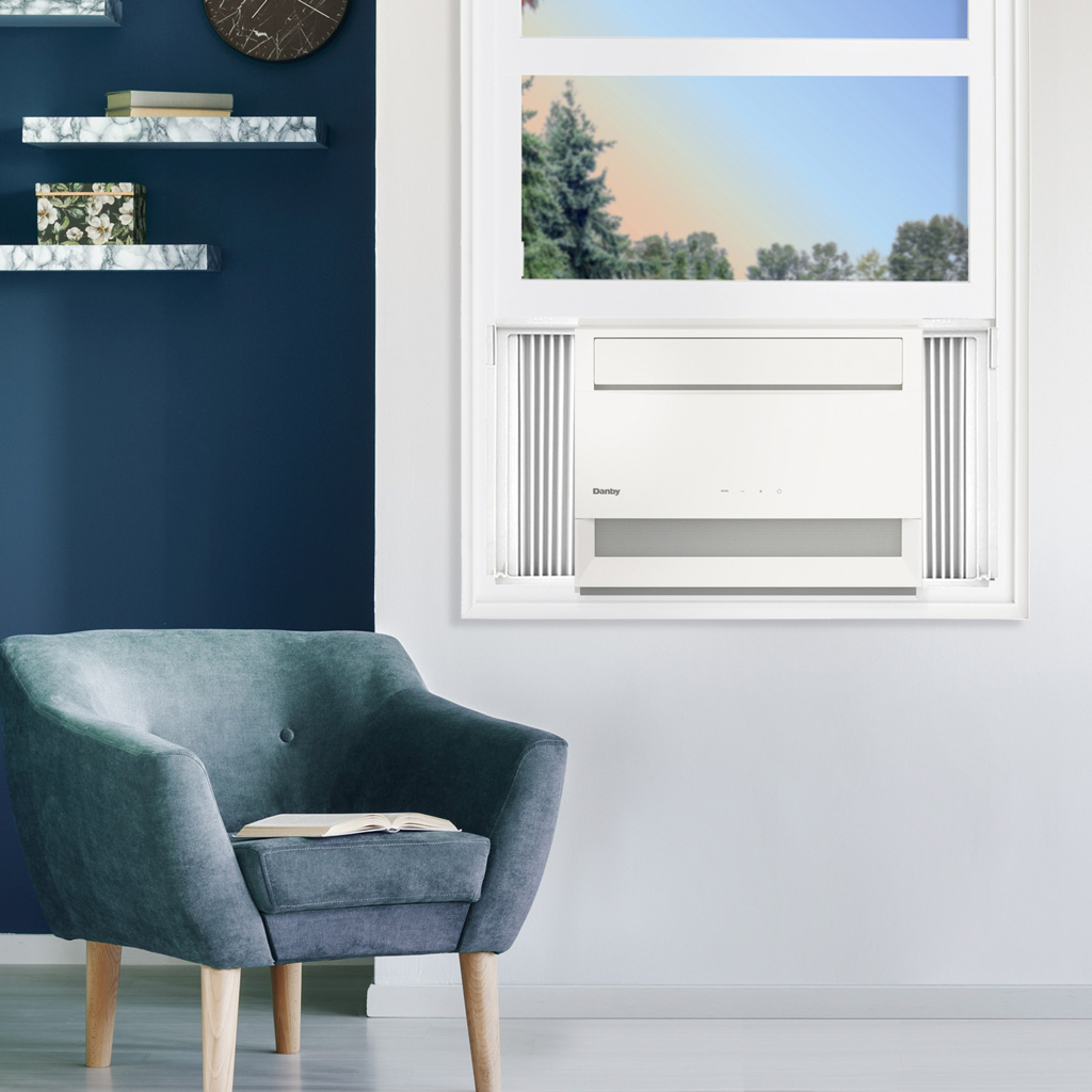 Danby DAC100B6WDB 10000 BTU window air conditioner installed in living room window providing room cooling