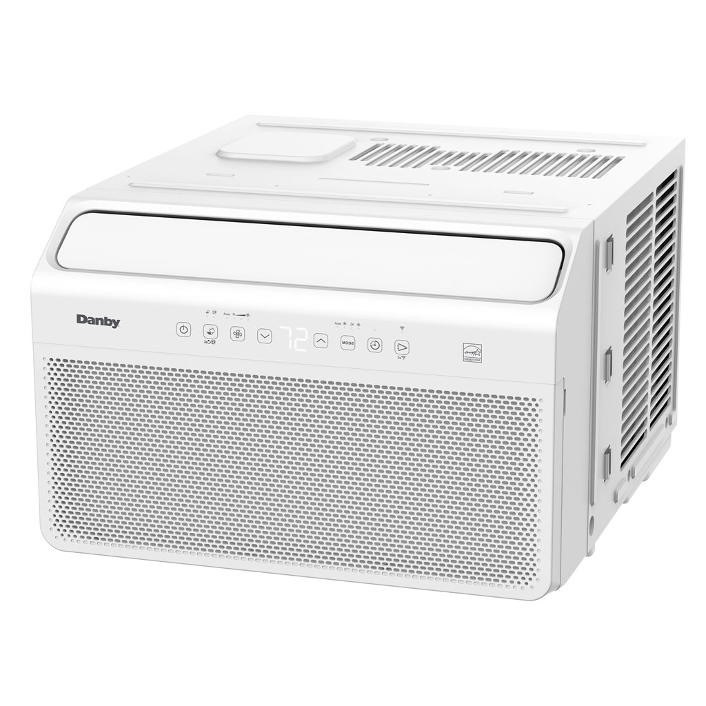 Danby DAC100B8IWDB-6 10000 BTU inverter window air conditioner right angle view with white finish and side vents
