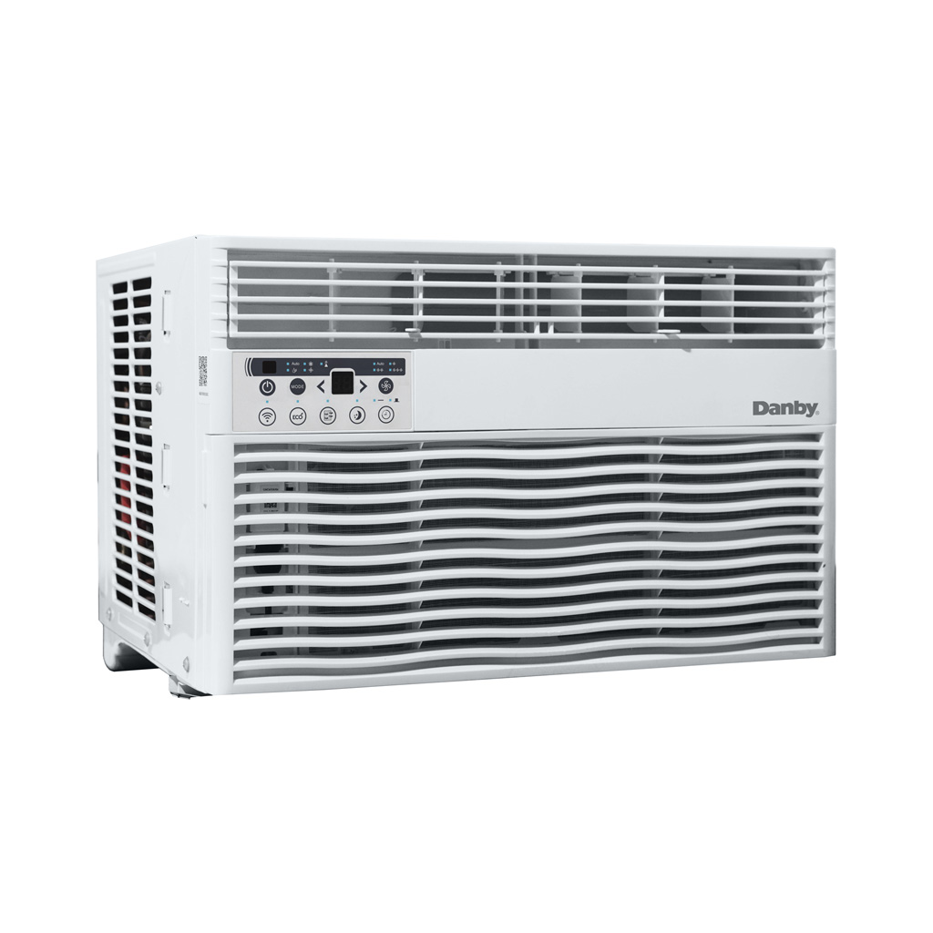 12,000 BTU Window Air Conditioner - Cools Up To 550 sq. ft. - Refurbished 2 Danby DAC120EB8WDB 12000 BTU window air conditioner right angle view with white finish and front air vents