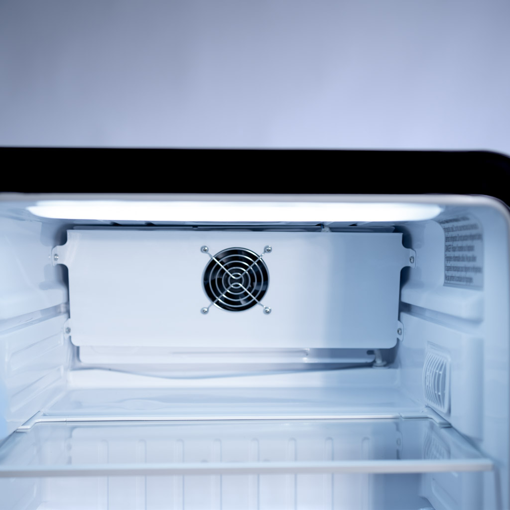 Danby DAG016A5BDH 1.6 cu ft glass door mini refrigerator interior light and thermostat control