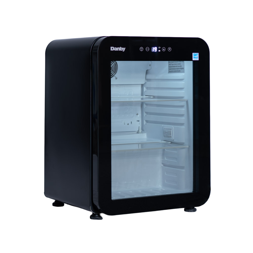 Danby DAG022A5BDH 2.2 cu ft glass door mini refrigerator right front angle view with glass door