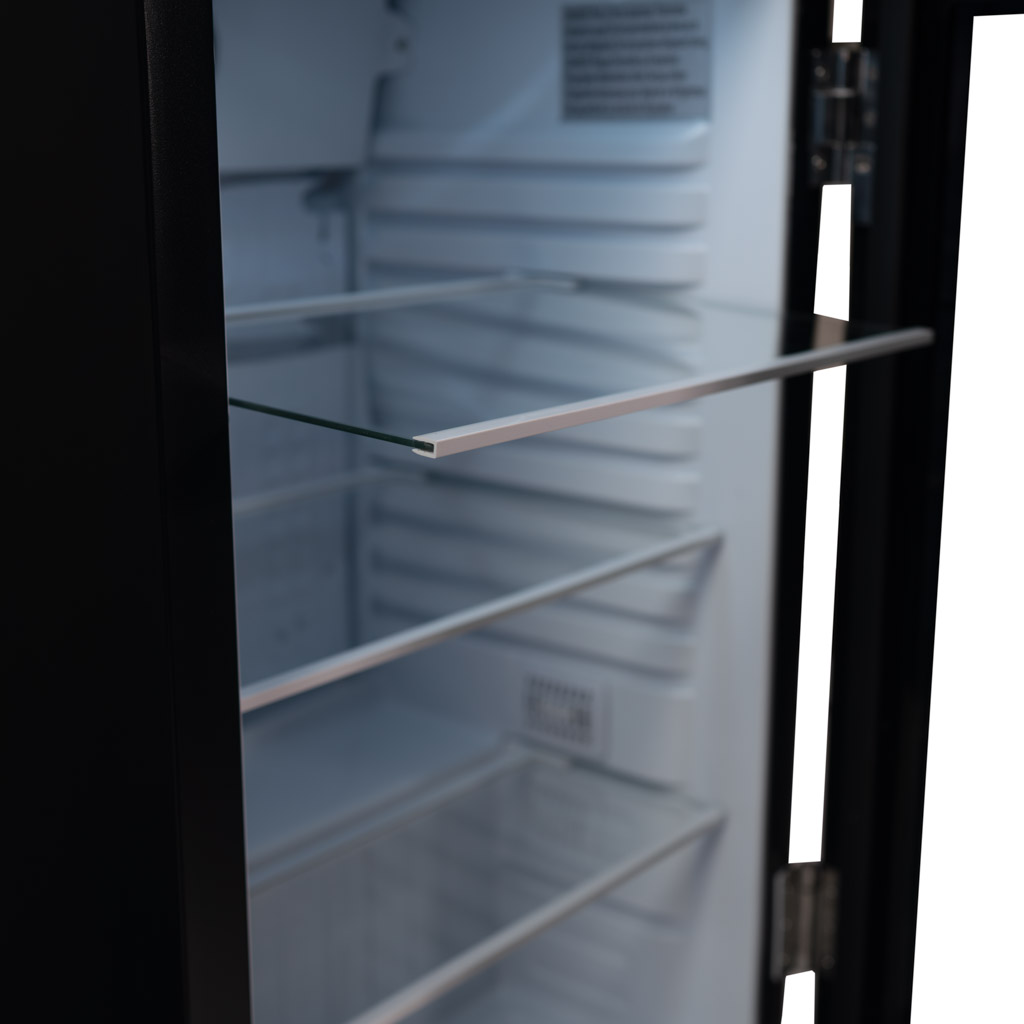 Danby DAG033A5BDH 3.3 cu ft glass door mini refrigerator interior storage shelves