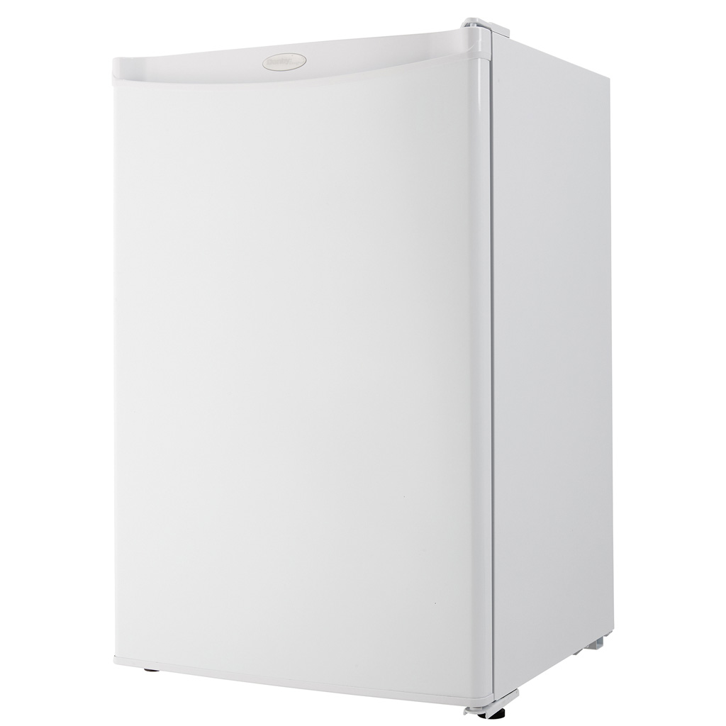 Danby DAR044A4WDD 4.4 cu ft compact fridge left angle view with white finish