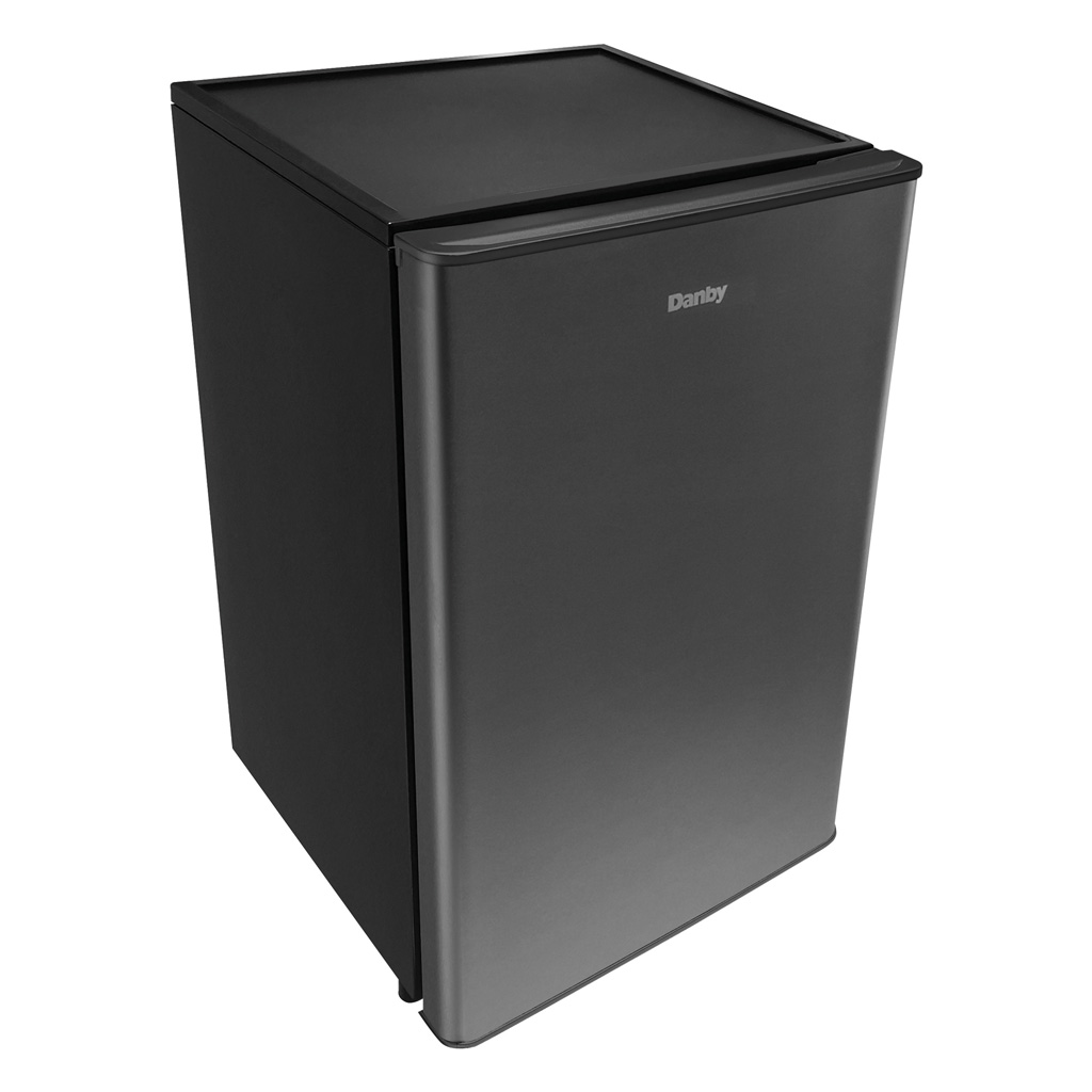 Danby DAR044A9SLDB 4.4 cu ft compact refrigerator right angle view with stainless steel look door