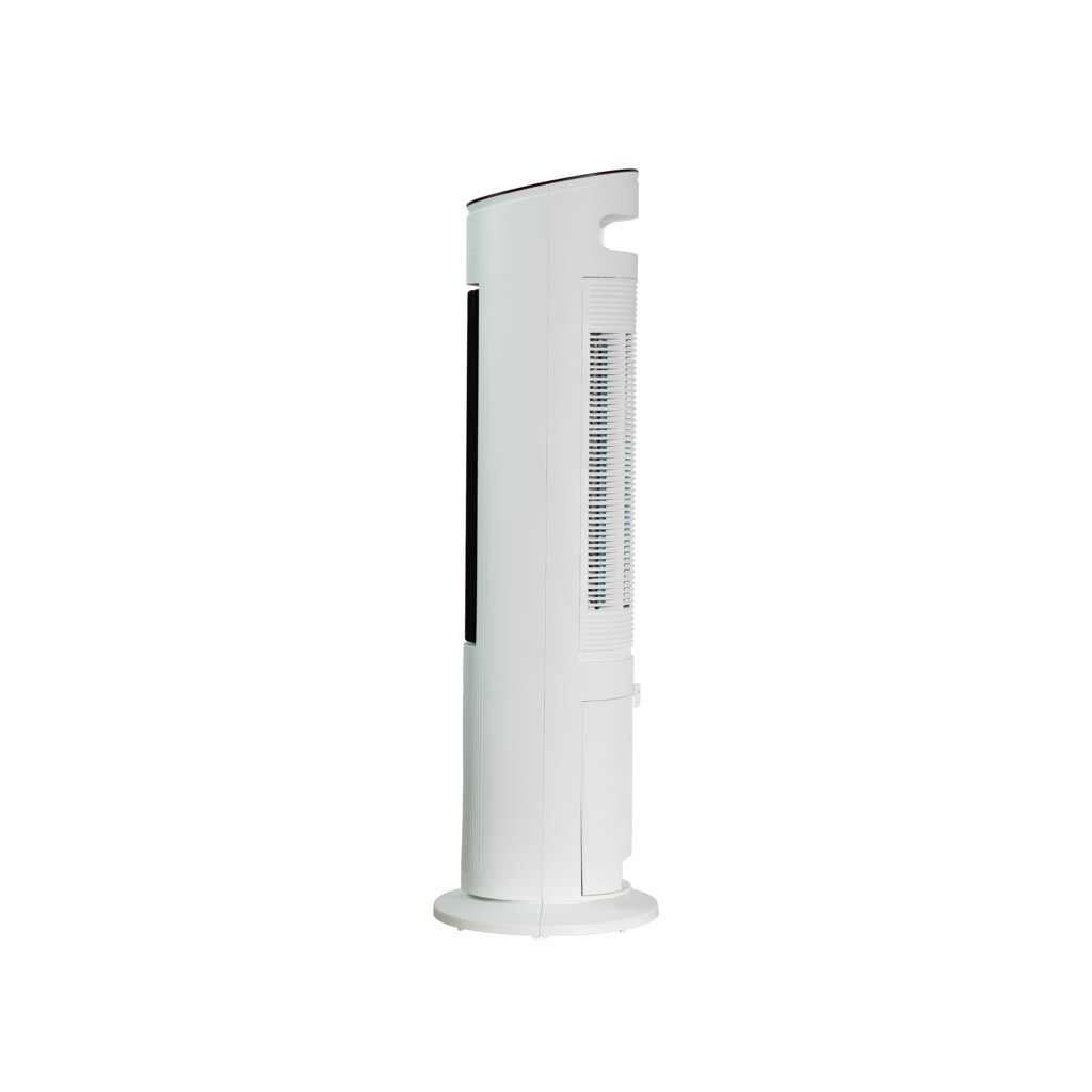 Danby DBEC42A41W 42 inch evaporative cooler side view showing rear air intake vent