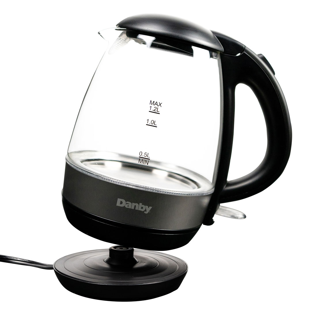 Danby 1.2L Glass Kettle in Black 9 Danby dbkt12013bd11 front base