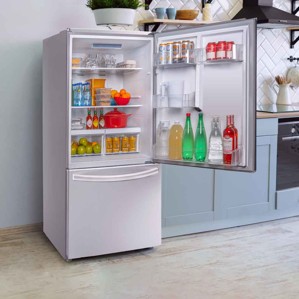 Danby Designer 18.7 cu. ft. Apartment Fridge Bottom Mount in Stainless Steel 5 Danby dbm187e1ssdb insetting 1