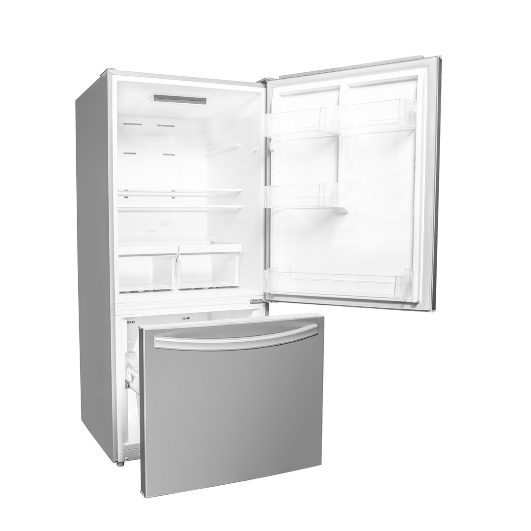 Danby Designer 18.7 cu. ft. Apartment Fridge Bottom Mount in Stainless Steel 8 Danby dbm187e1ssdb right open