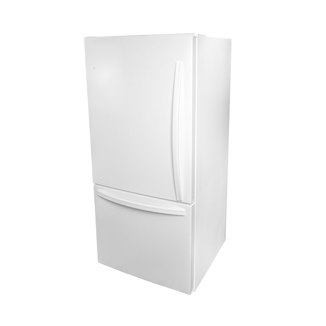 Danby DBM187E1WDB 18.7 cu ft apartment fridge left angle view with white finish