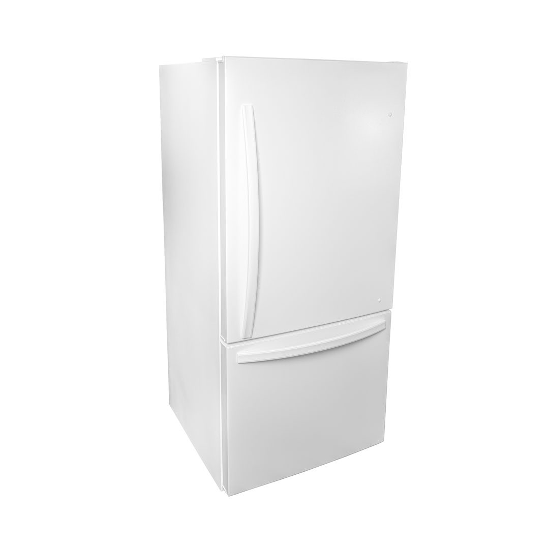 Danby DBM187E1WDB 18.7 cu ft apartment fridge right angle view with white finish