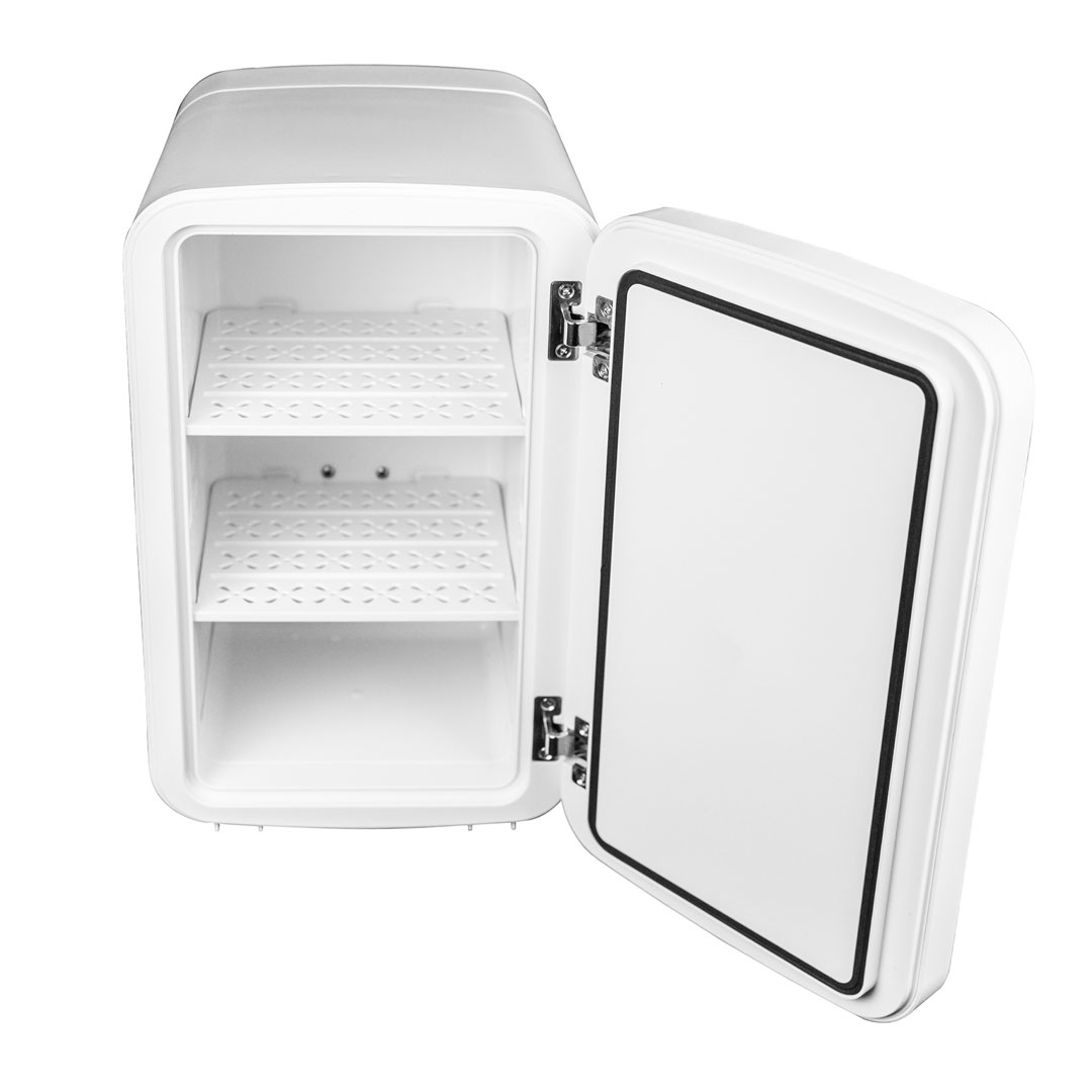 Danby 7.4L Mini Fridge with Mirror & Light in White 8 Danby dbmr02624wd43 front open 2