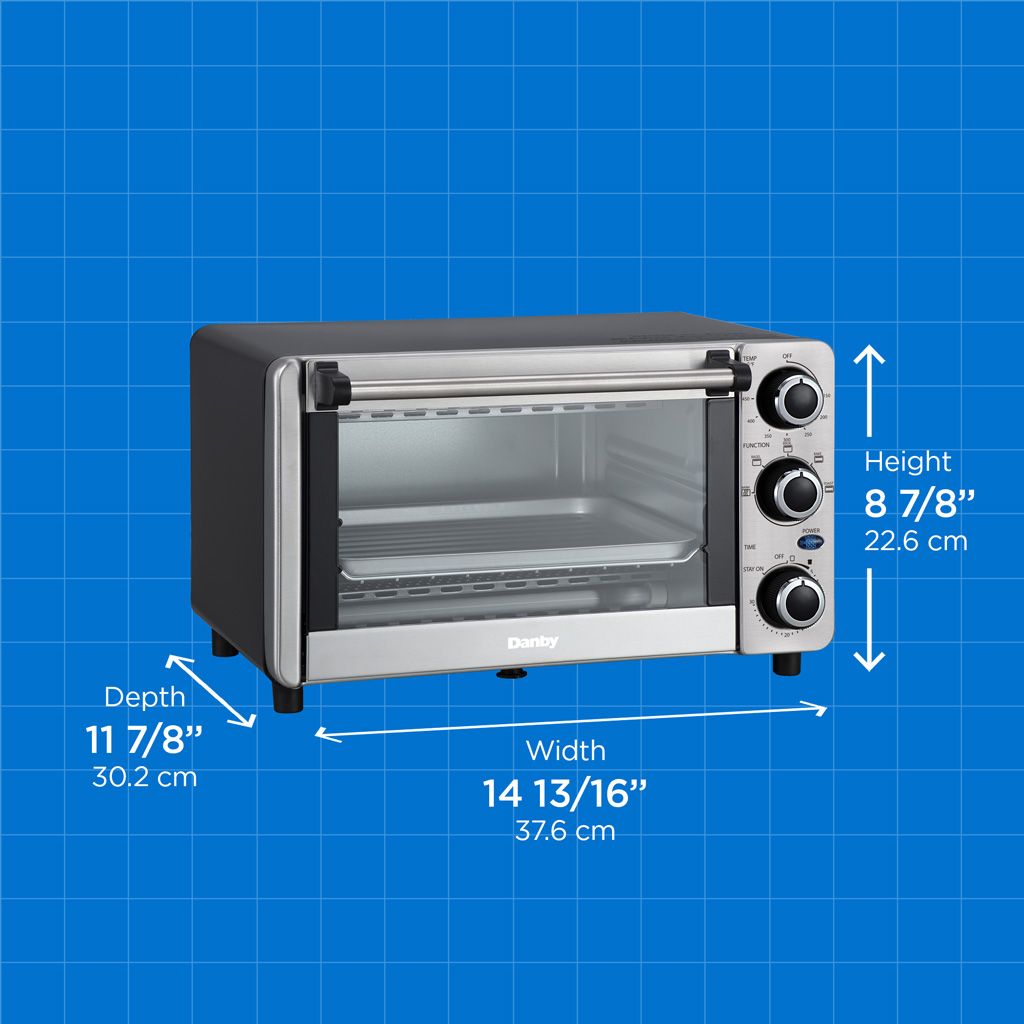 Danby 0.4 cu. ft./12L 4 Slice Countertop Toaster Oven in Stainless Steel 7 Danby dbto0412bbss dimensions