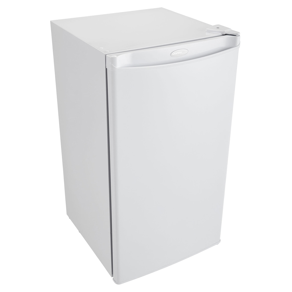 Danby DCR032A2WDD 3.2 cu ft compact fridge high angle right view with white finish