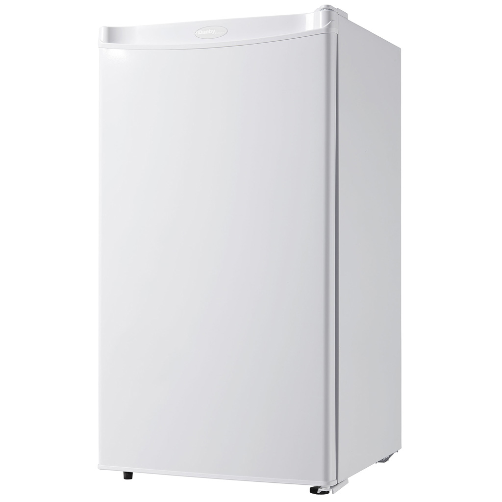 Danby DCR032A2WDD 3.2 cu ft compact fridge left angle view with white finish