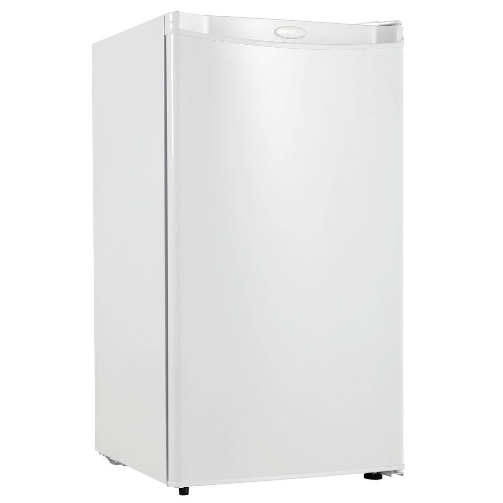 Danby DCR032A2WDD 3.2 cu ft compact fridge right angle view with white finish
