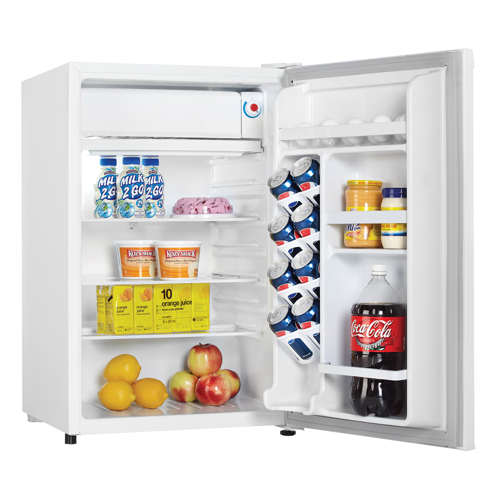Danby Designer 4.4 cu. ft. Compact Refrigerator in White 4 Danby dcr044a2wdd propped
